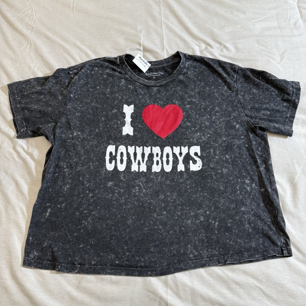 Rebellious One I Love Cowboys Graphic T Shirt Men's XL Black NWT